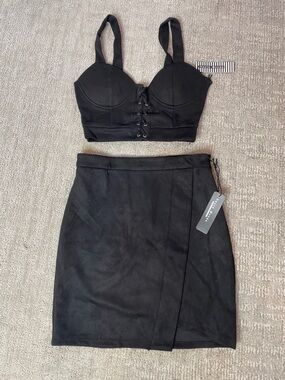 Haute Monde Black Mini Wrap Skirt